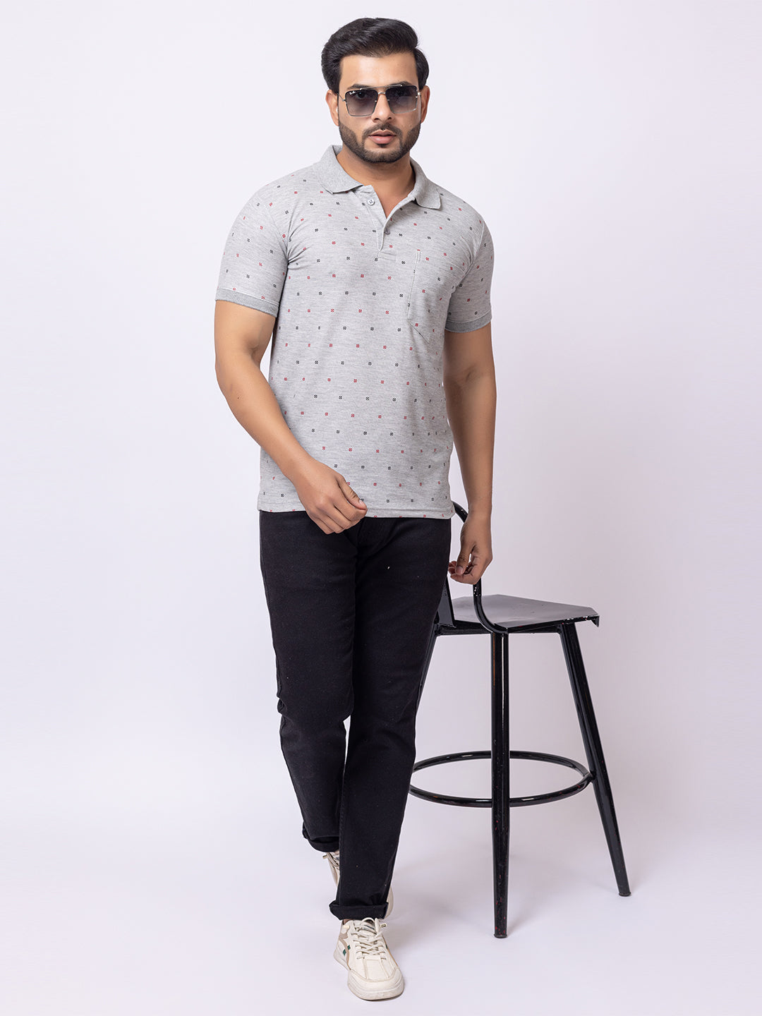Mens Collar Dotted Tshirt 2543