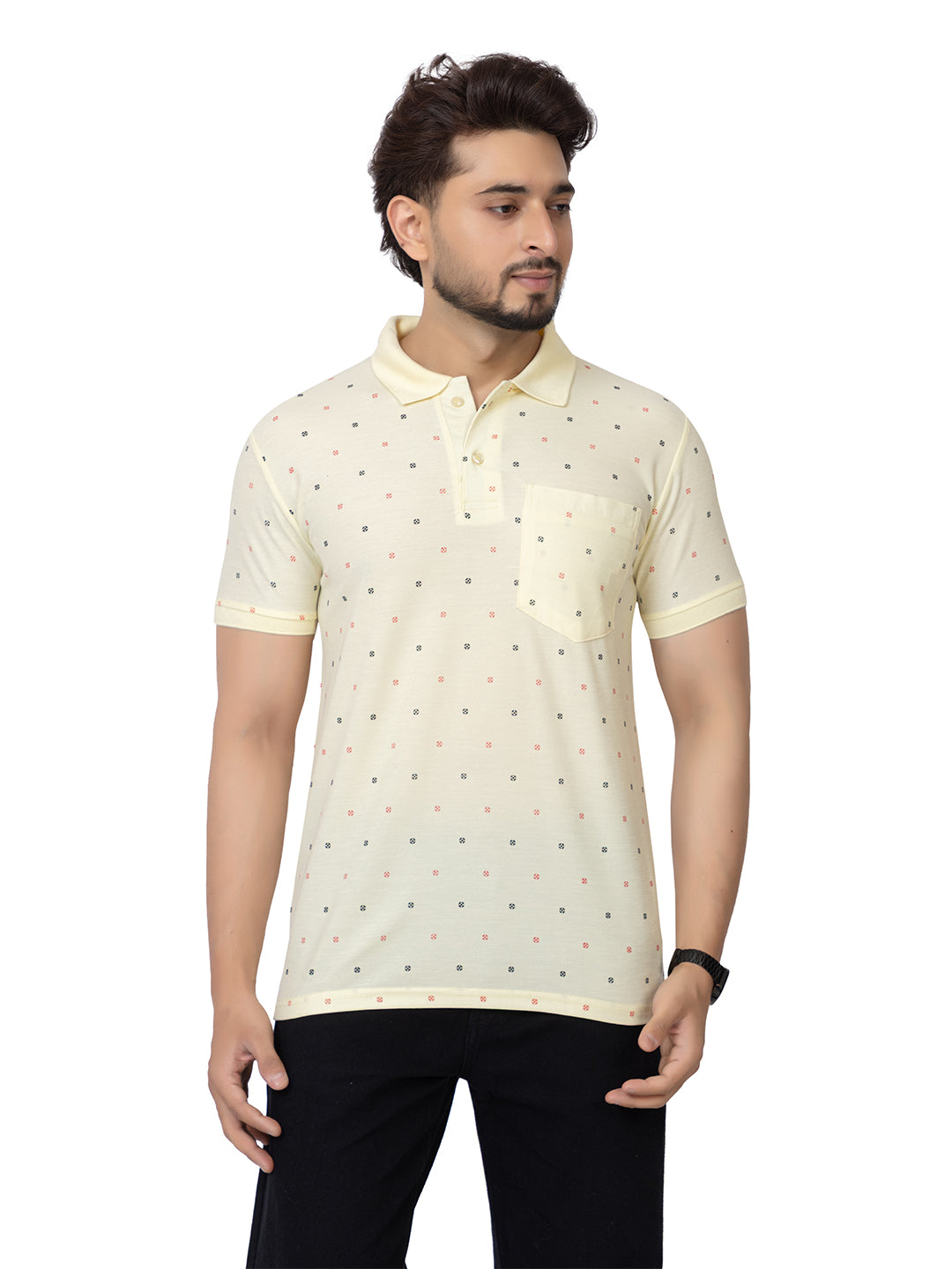 Mens Collar Dotted Tshirt 2543