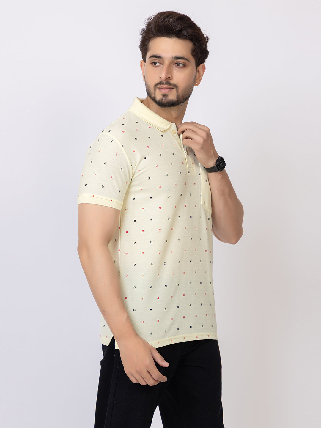 Mens Collar Dotted Tshirt 2543