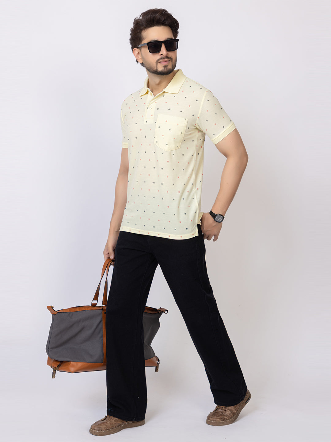 Mens Collar Dotted Tshirt 2543