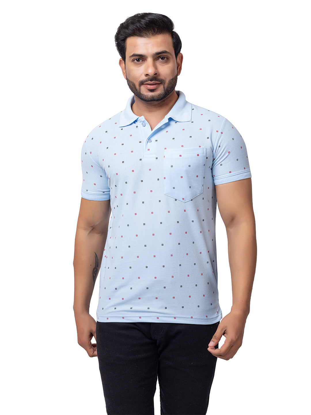 Mens Collar Dotted Tshirt 2543