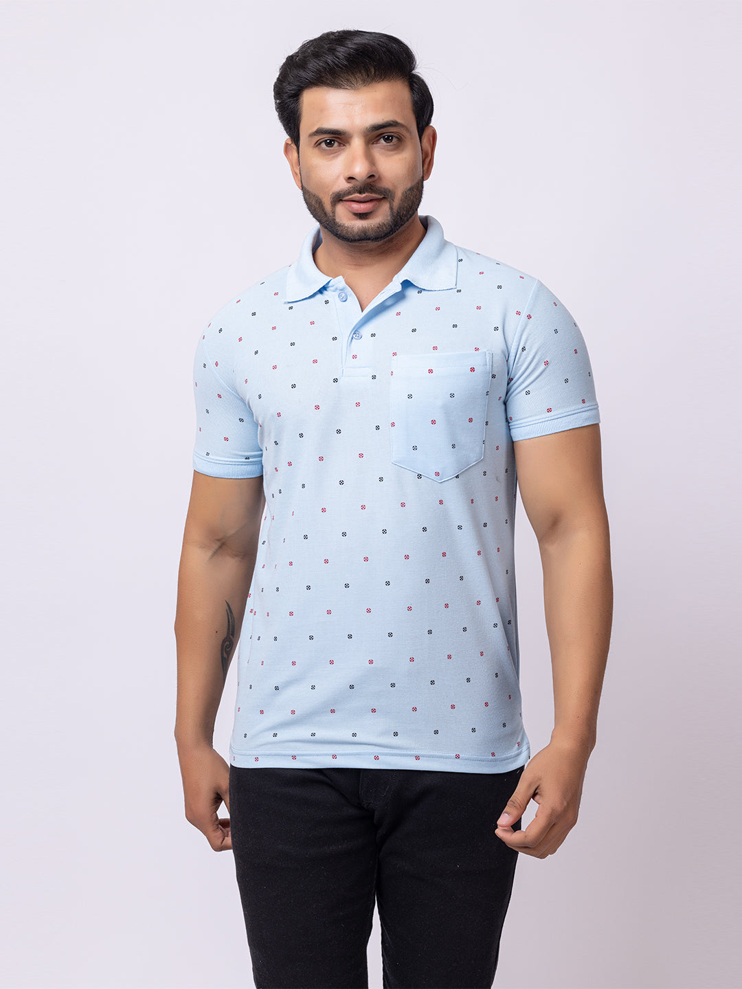 Mens Collar Dotted Tshirt 2543