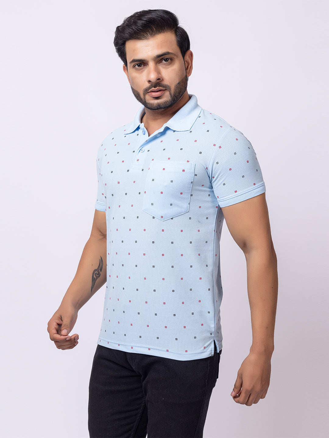 Mens Collar Dotted Tshirt 2543