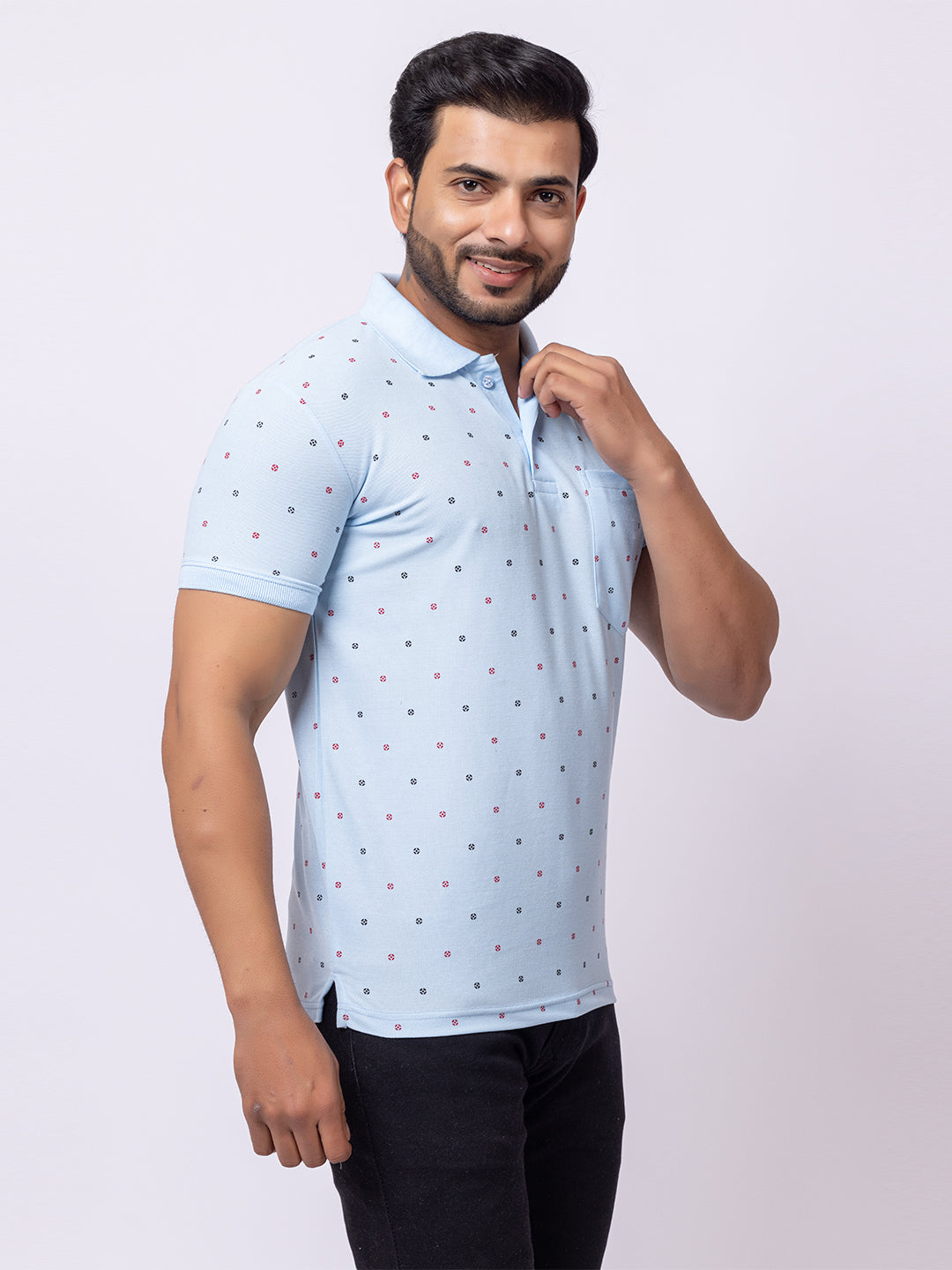 Mens Collar Dotted Tshirt 2543