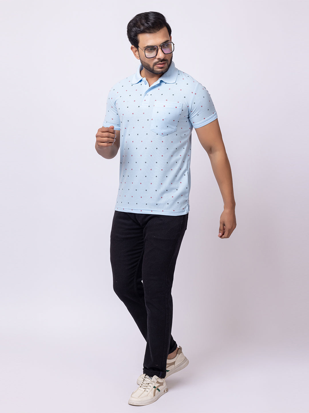 Mens Collar Dotted Tshirt 2543