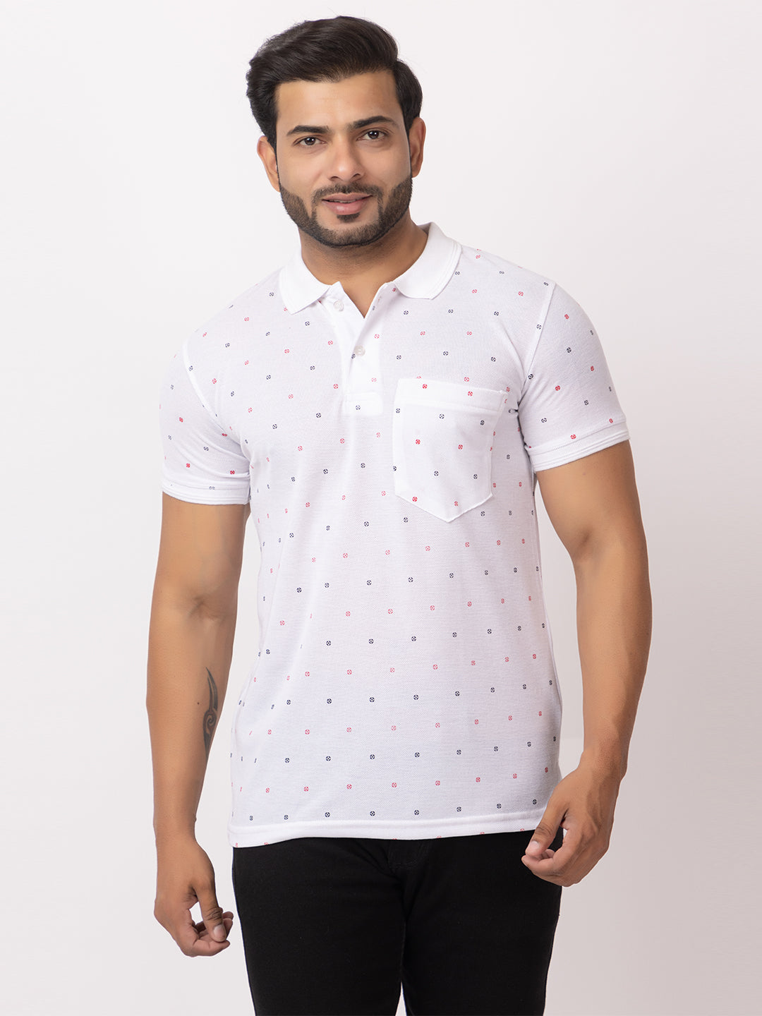 Mens Collar Dotted Tshirt 2543