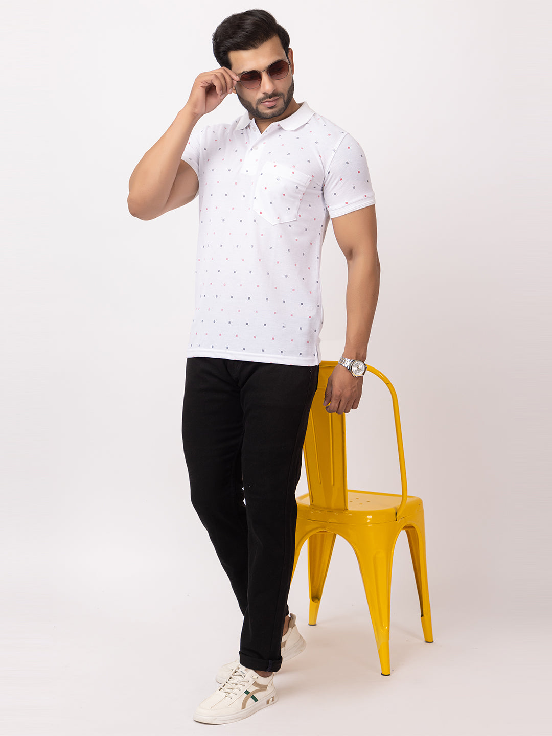 Mens Collar Dotted Tshirt 2543