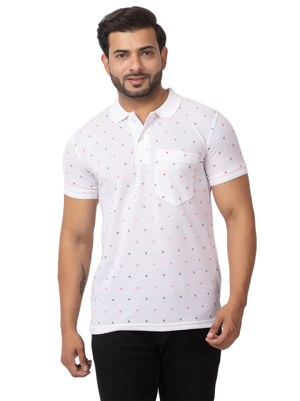 Mens Collar Dotted Tshirt 2543