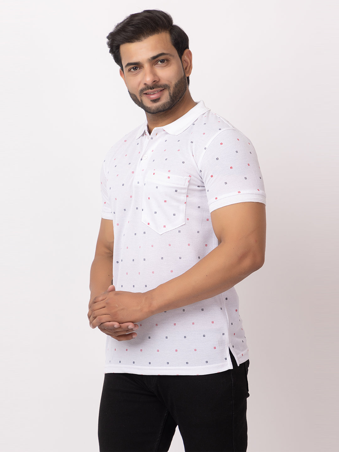 Mens Collar Dotted Tshirt 2543