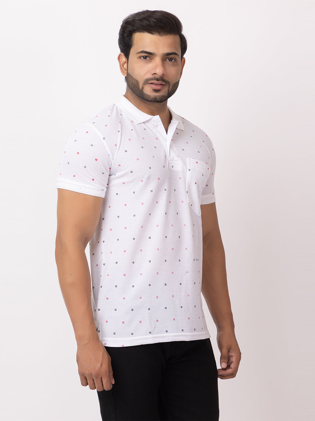 Mens Collar Dotted Tshirt 2543