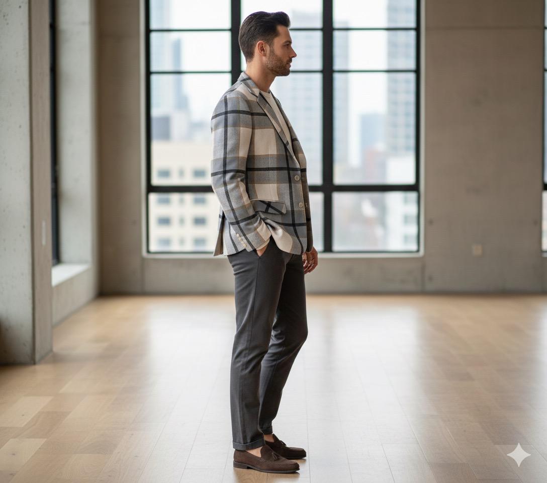 Men Denim White Blazer