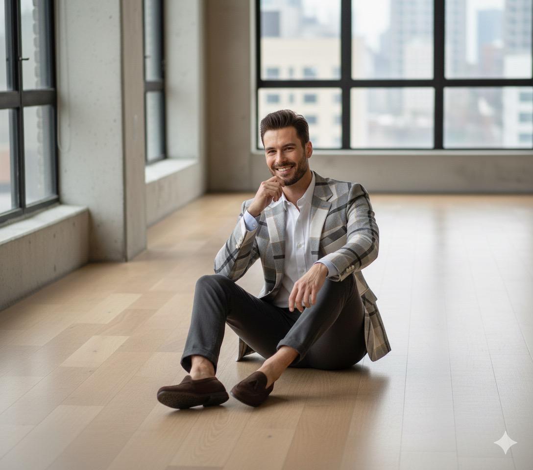 Men Denim White Blazer
