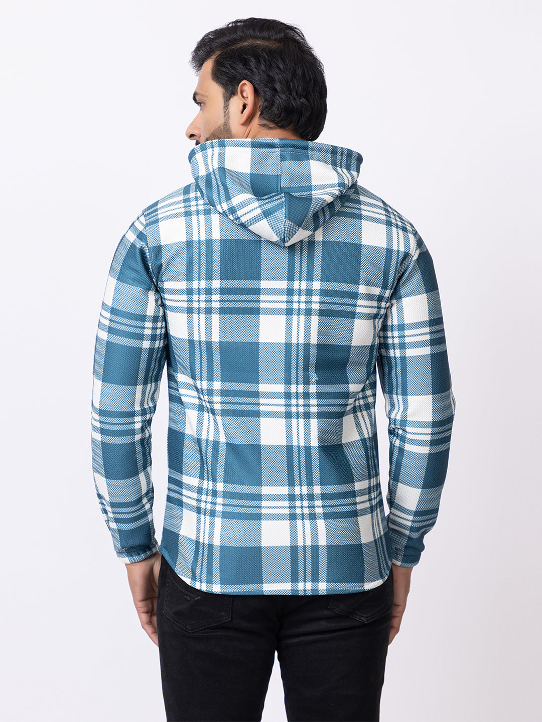 Men’s Comfortable Checked Hooded Upper for Daily Wear