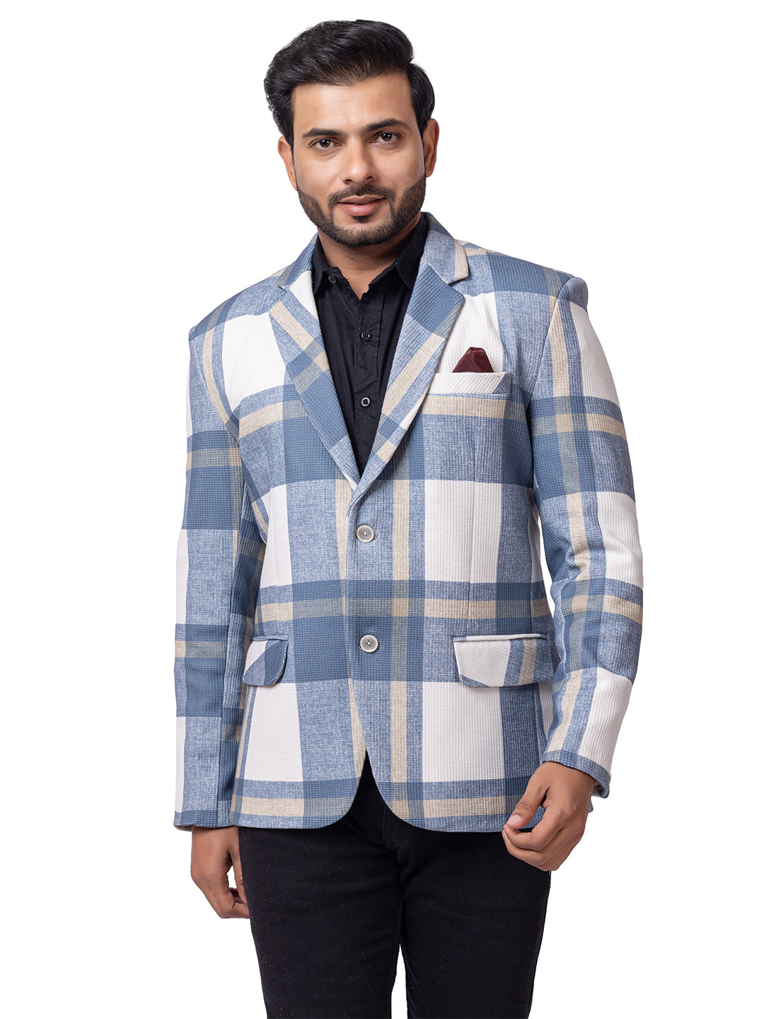 Men’s Modern Checked Blazer with Structured Design