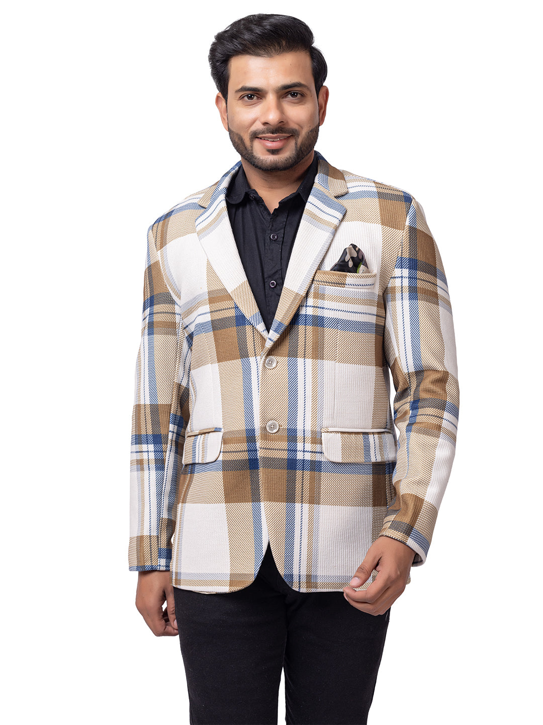 Men’s Modern Checked Blazer with Structured Design