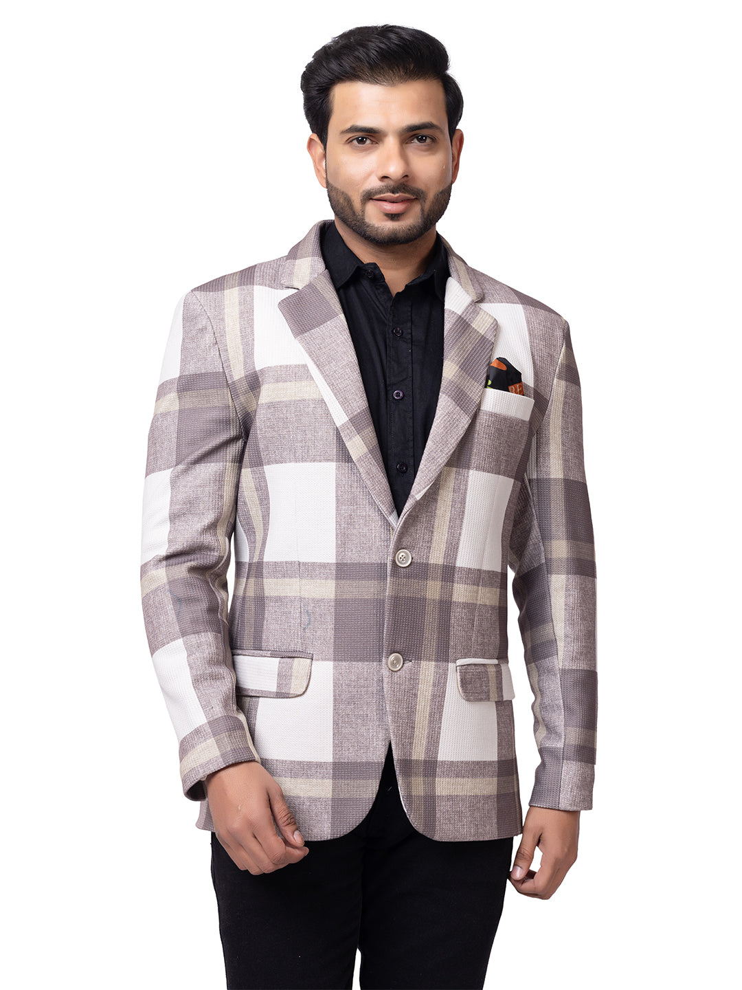 Men’s Modern Checked Blazer with Structured Design