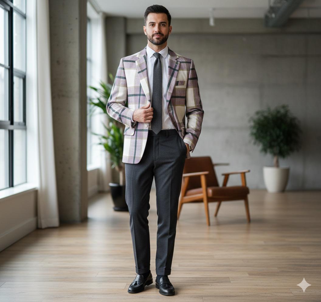 Men Denim White Blazer