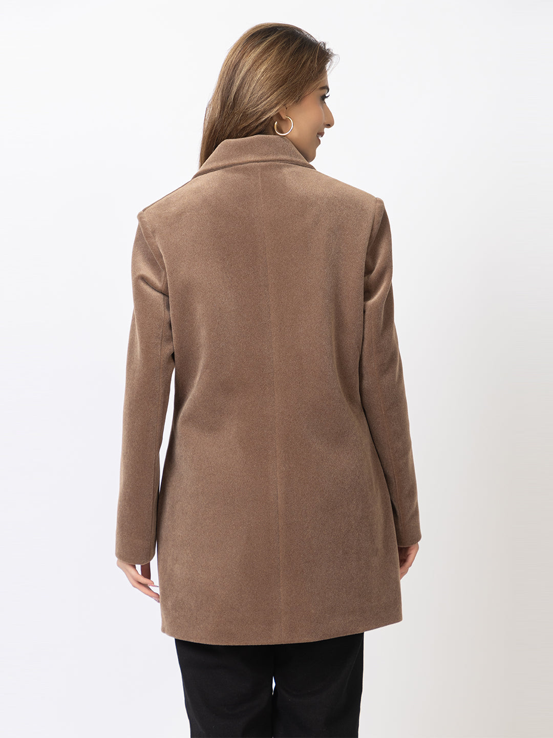 Women’s Long Length Formal Coat with Button Closure