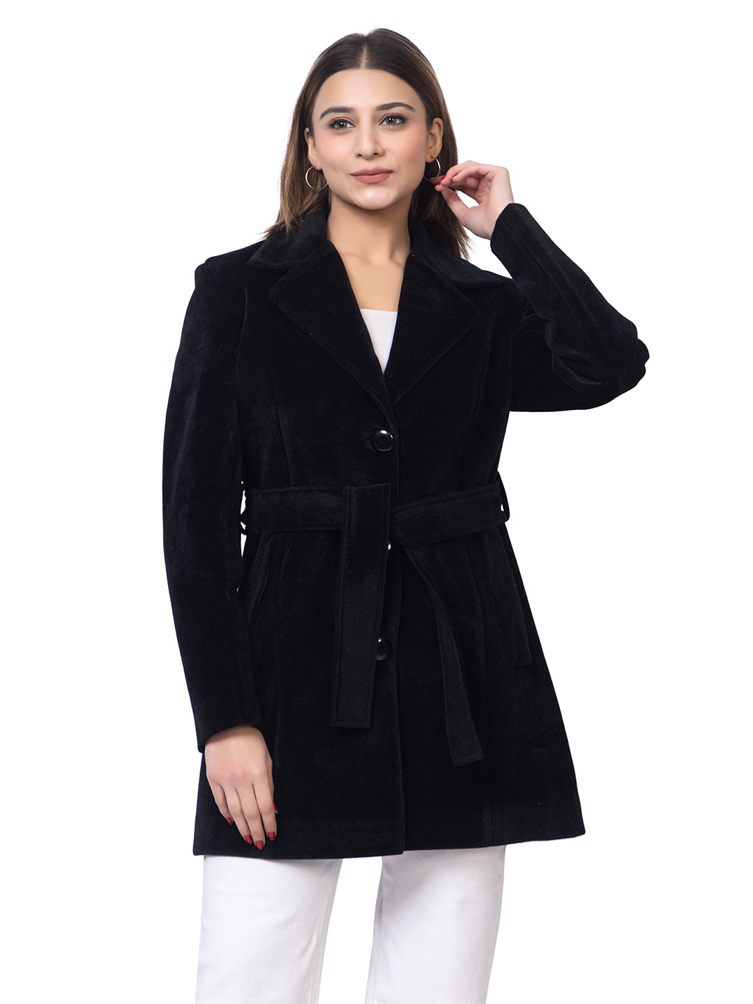 Women’s Long Length Formal Coat with Button Closure