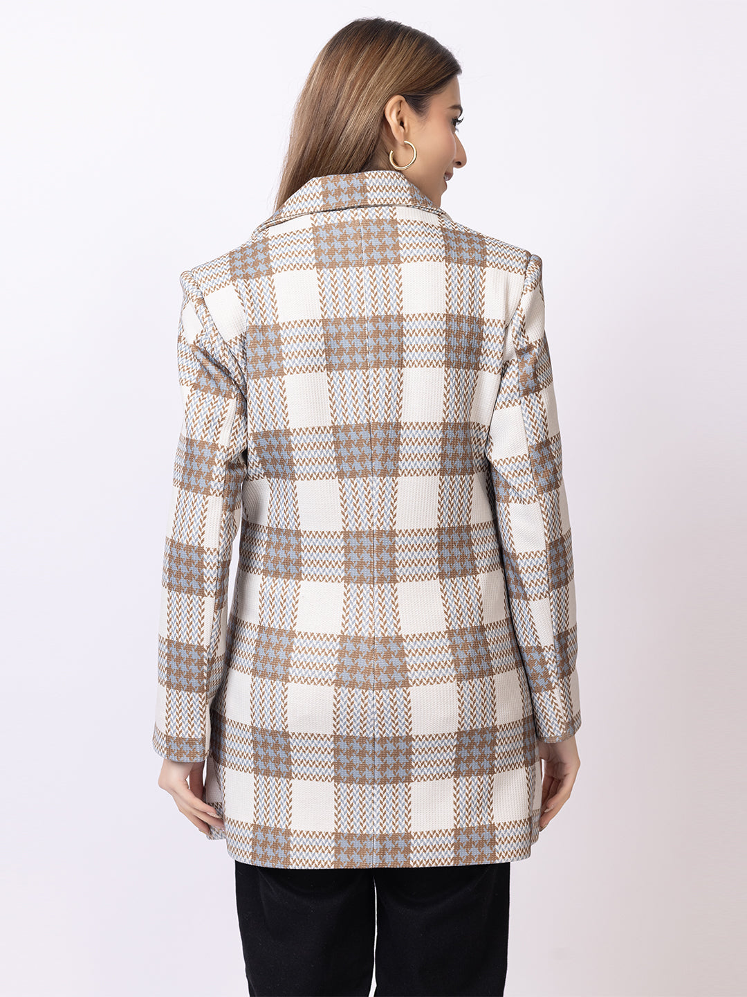 Women’s Stylish Checked Double-Breasted Coat