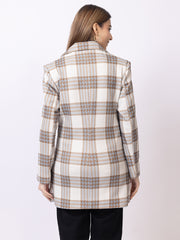 Women’s Stylish Checked Double-Breasted Coat