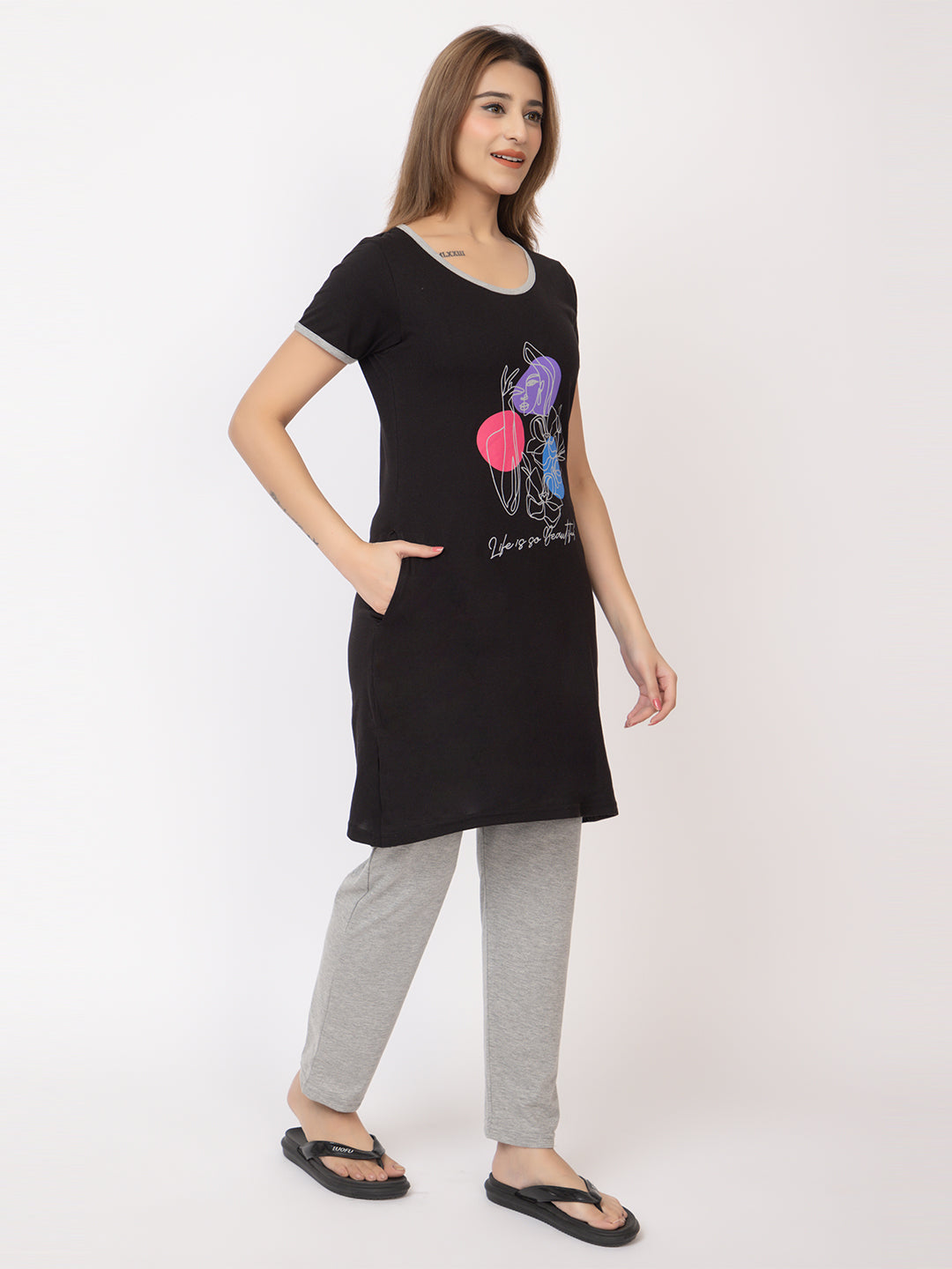 Women Summer Night Suit WN101 Black