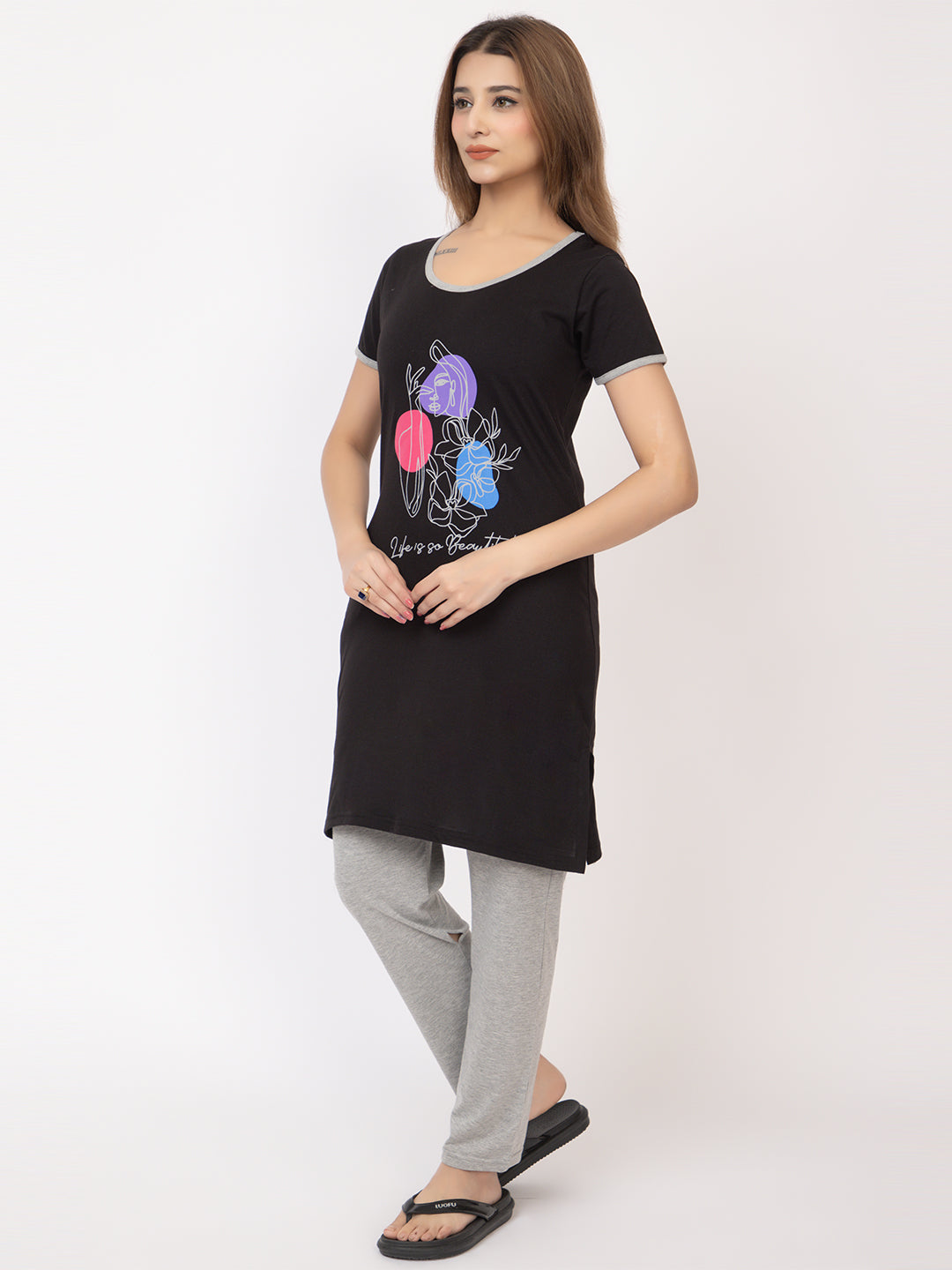 Women Summer Night Suit WN101 Black