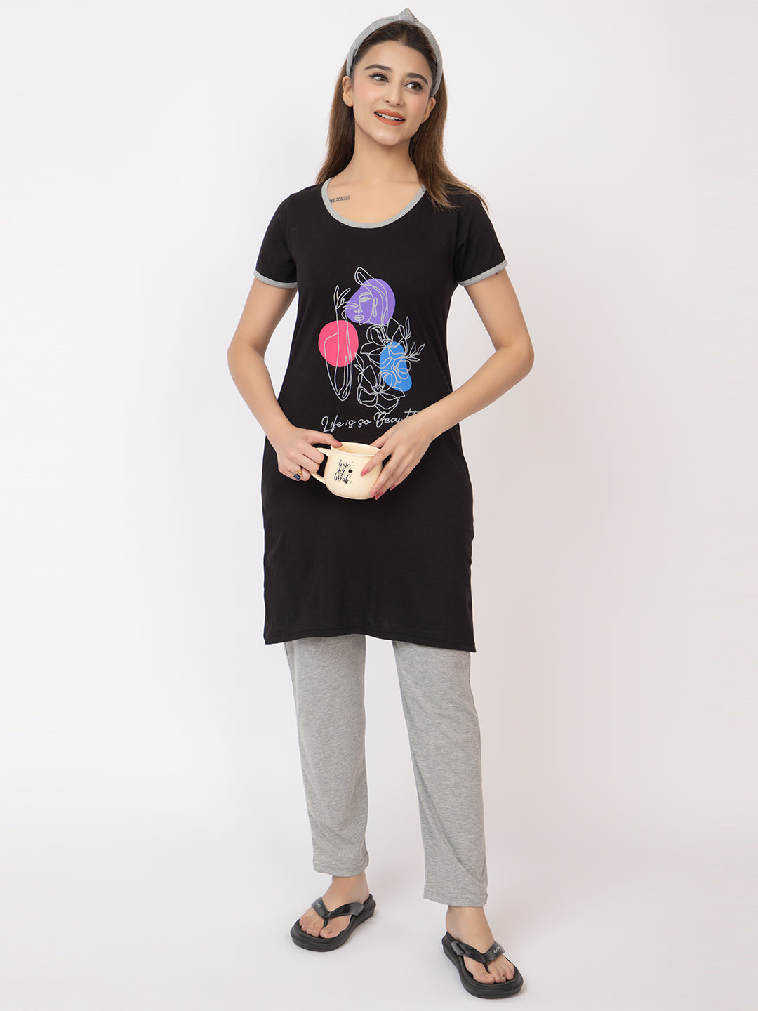 Women Summer Night Suit WN101 Black