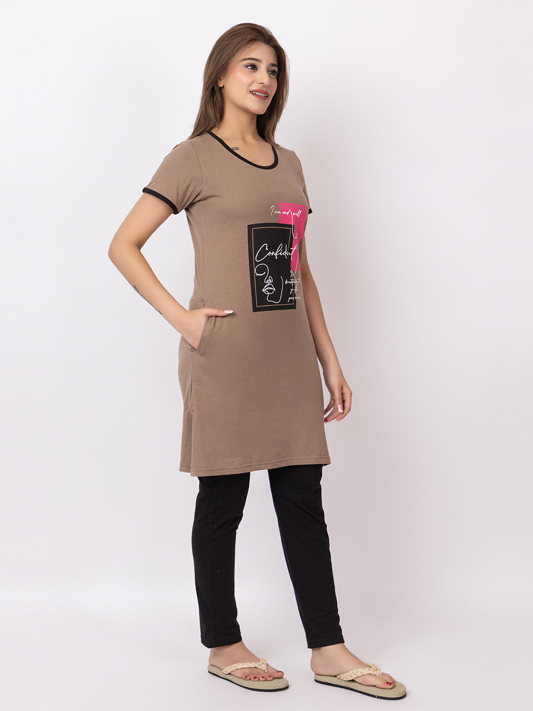 Women Summer Night Suit WN101 Camel
