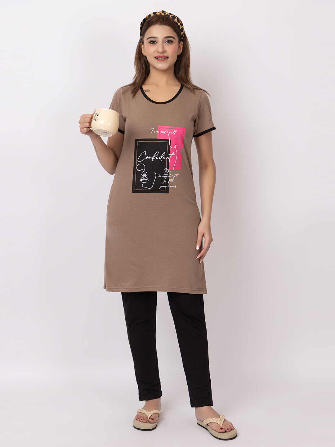 Women Summer Night Suit WN101 Camel
