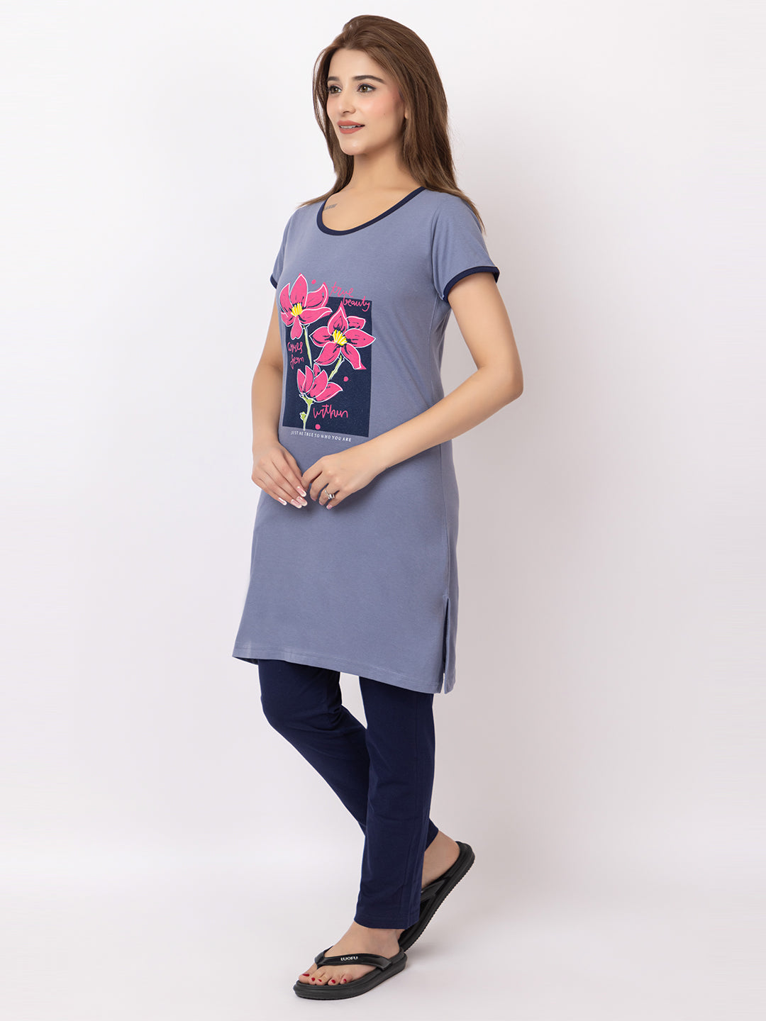 Women Summer Night Suit WN101 Dark Sky