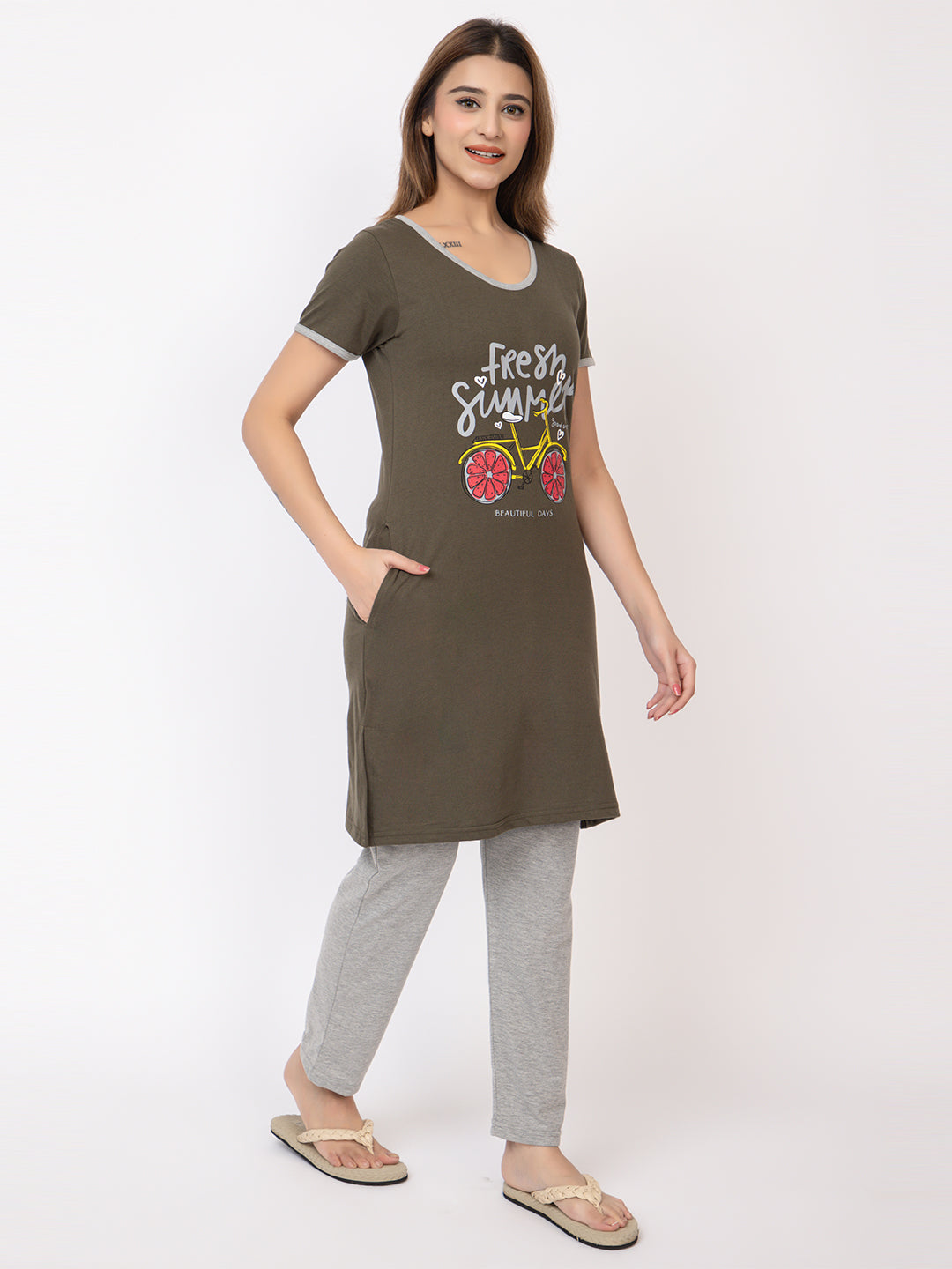 Women Summer Night Suit WN101 Green