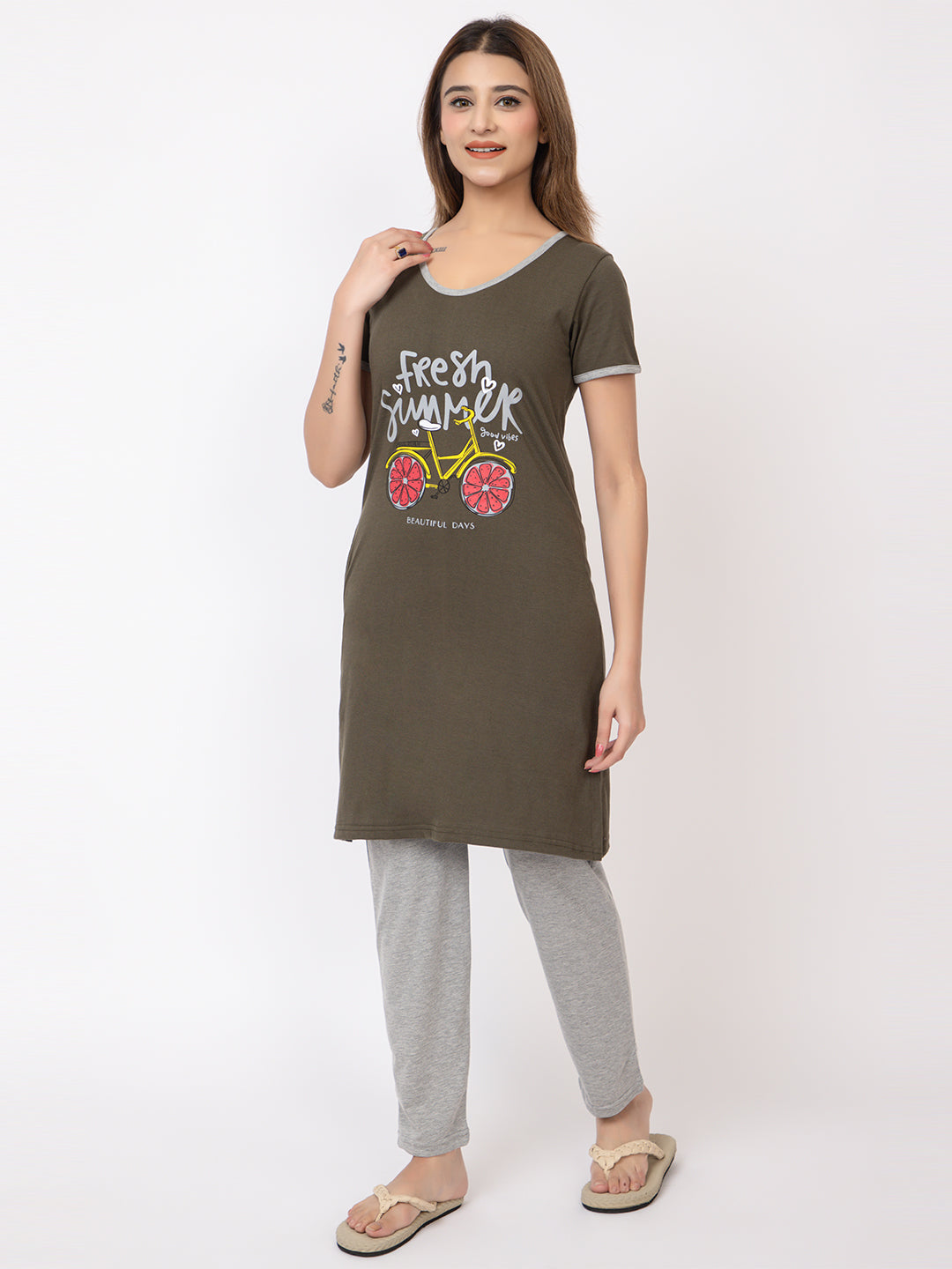 Women Summer Night Suit WN101 Green