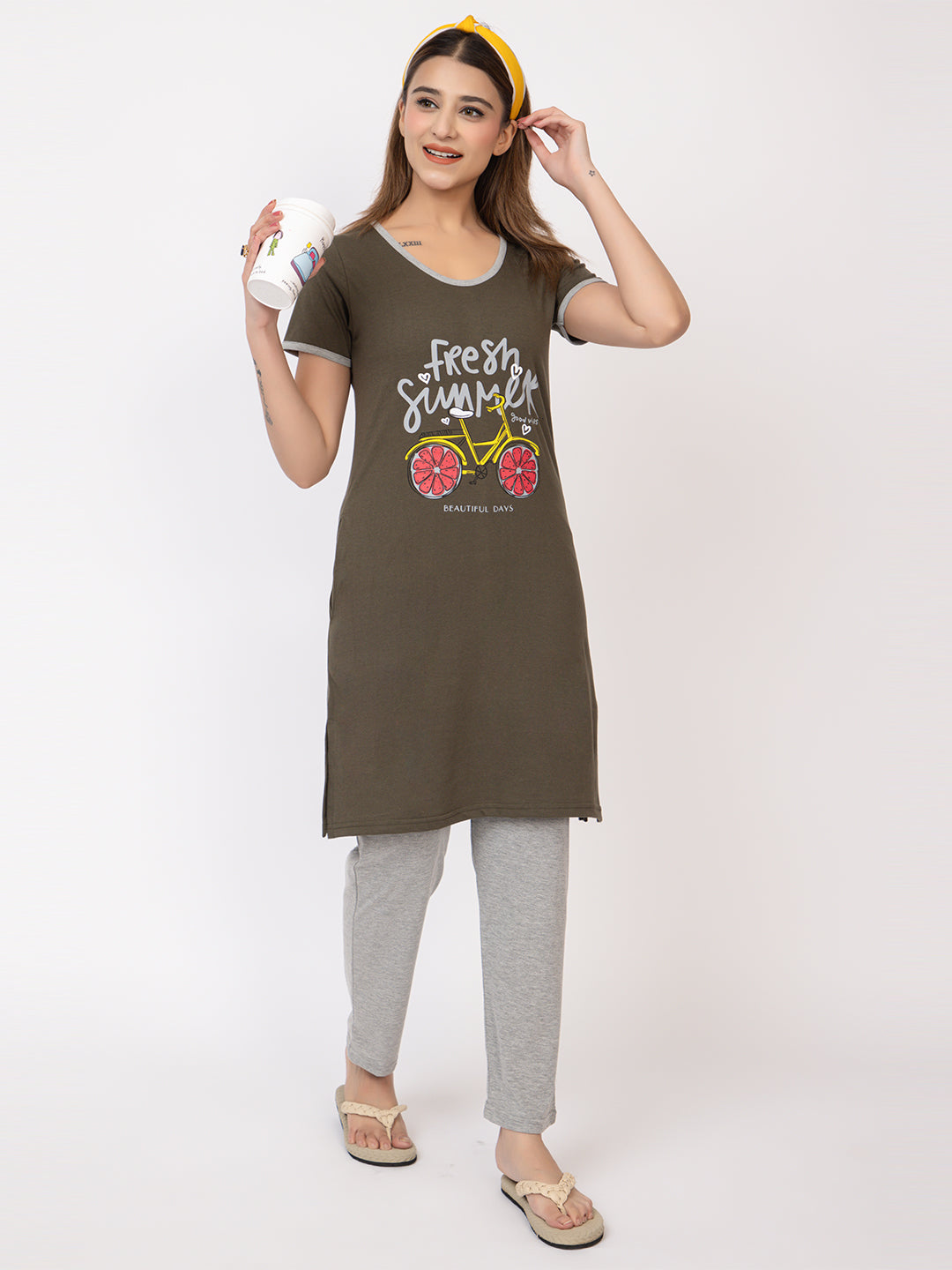 Women Summer Night Suit WN101 Green