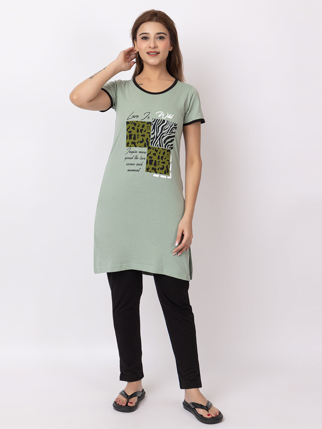 Women Summer Night Suit WN101 Light Green