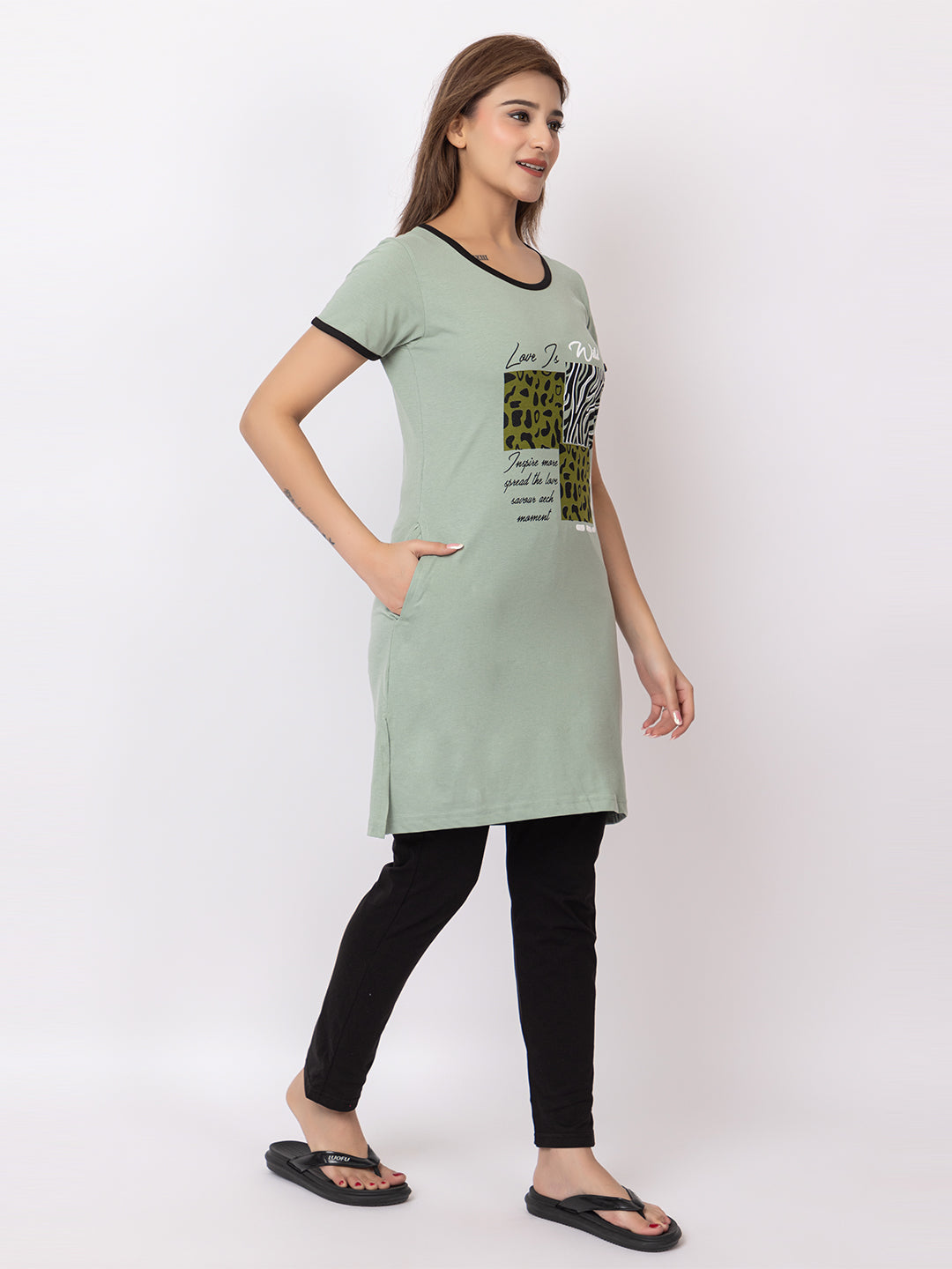 Women Summer Night Suit WN101 Light Green