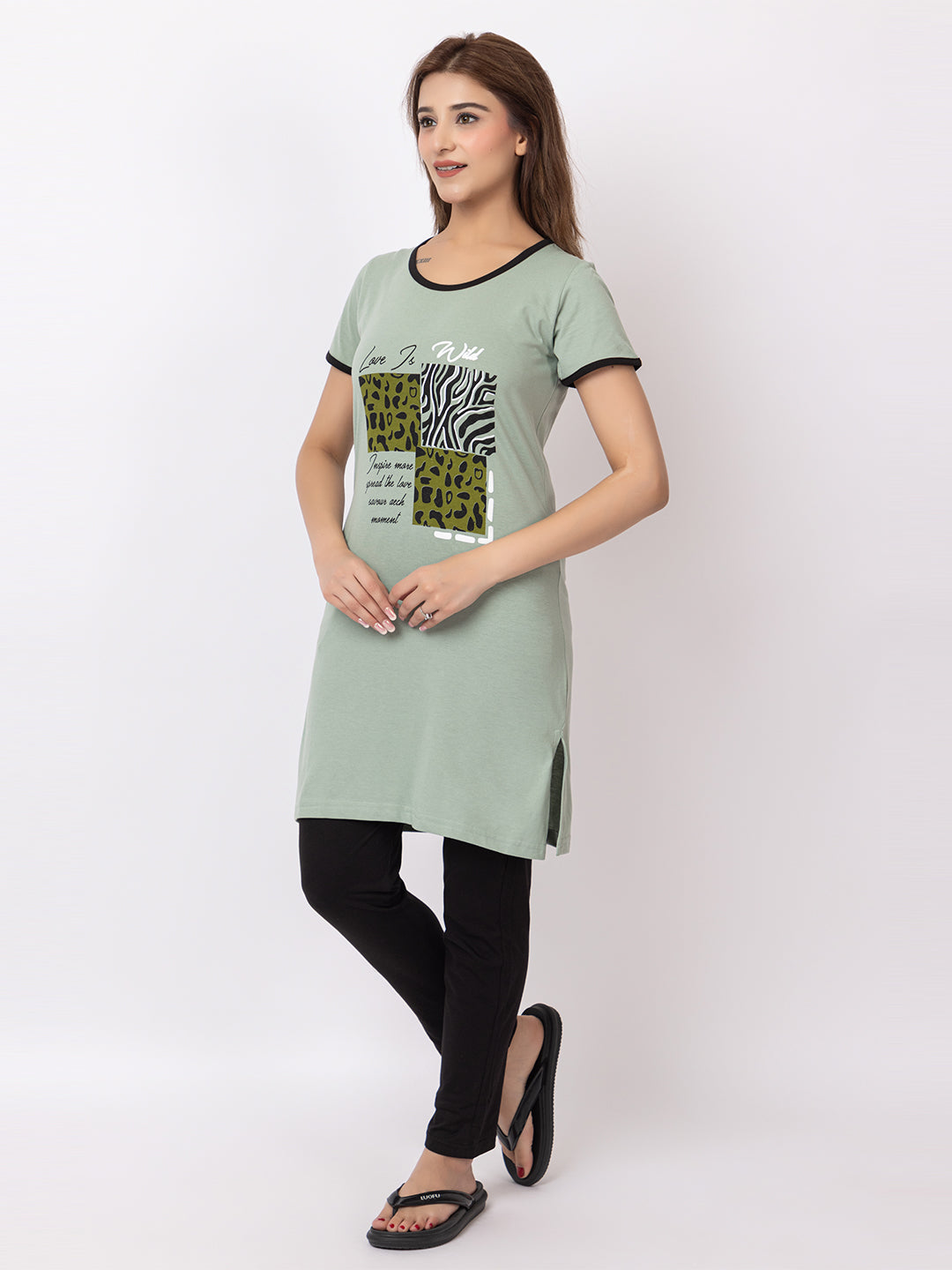 Women Summer Night Suit WN101 Light Green