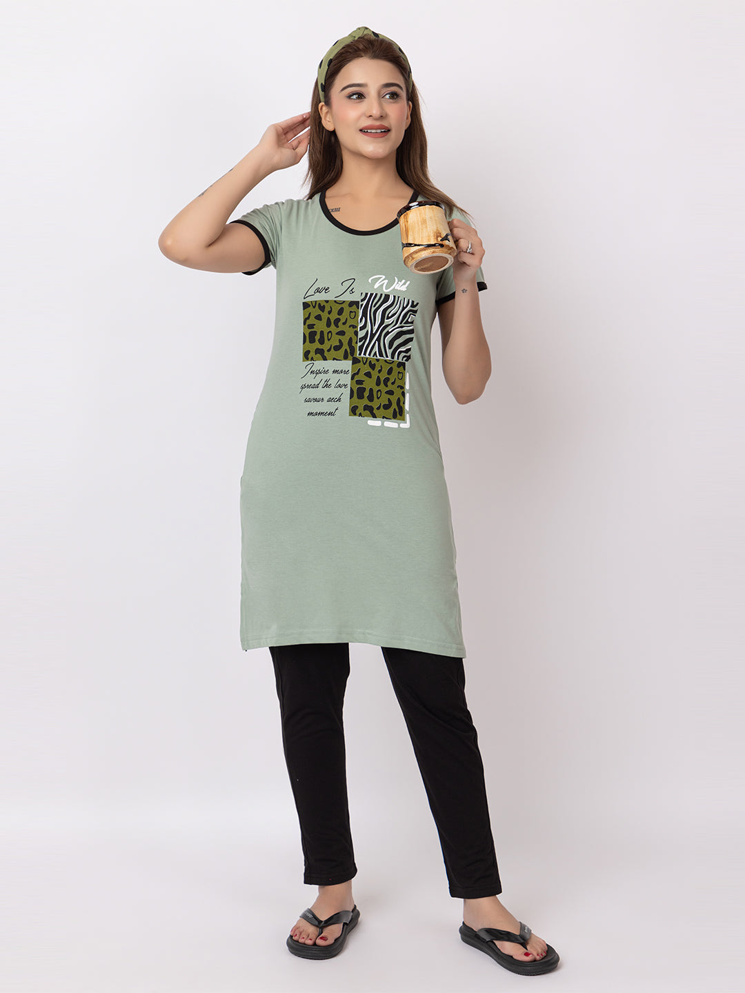 Women Summer Night Suit WN101 Light Green