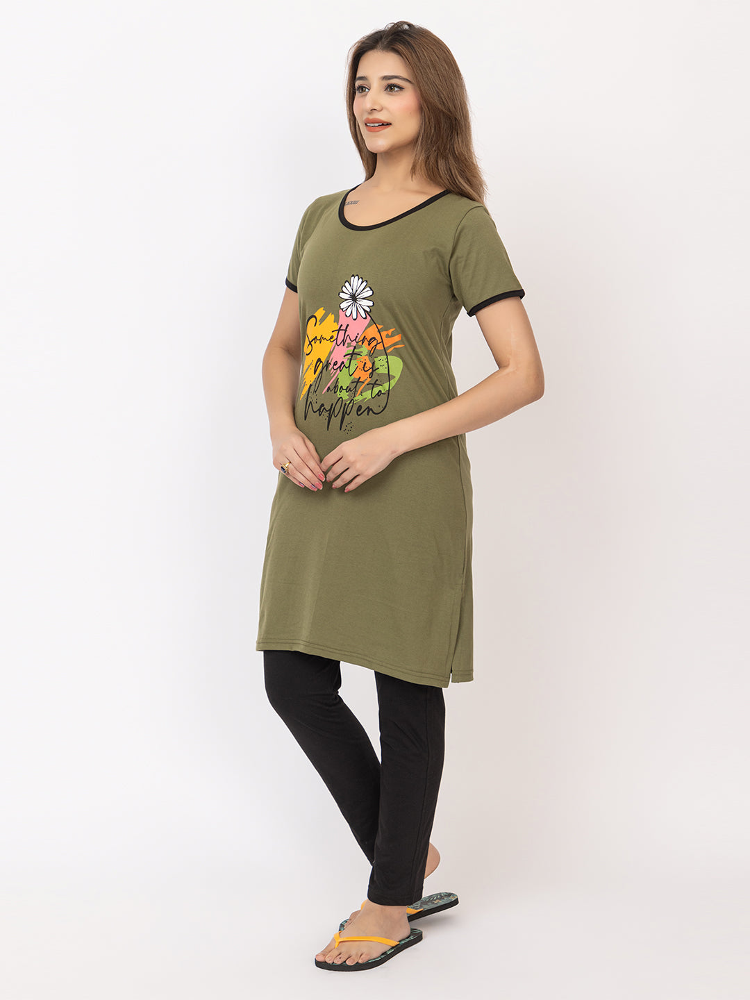 Women Summer Night Suit WN101 Olive