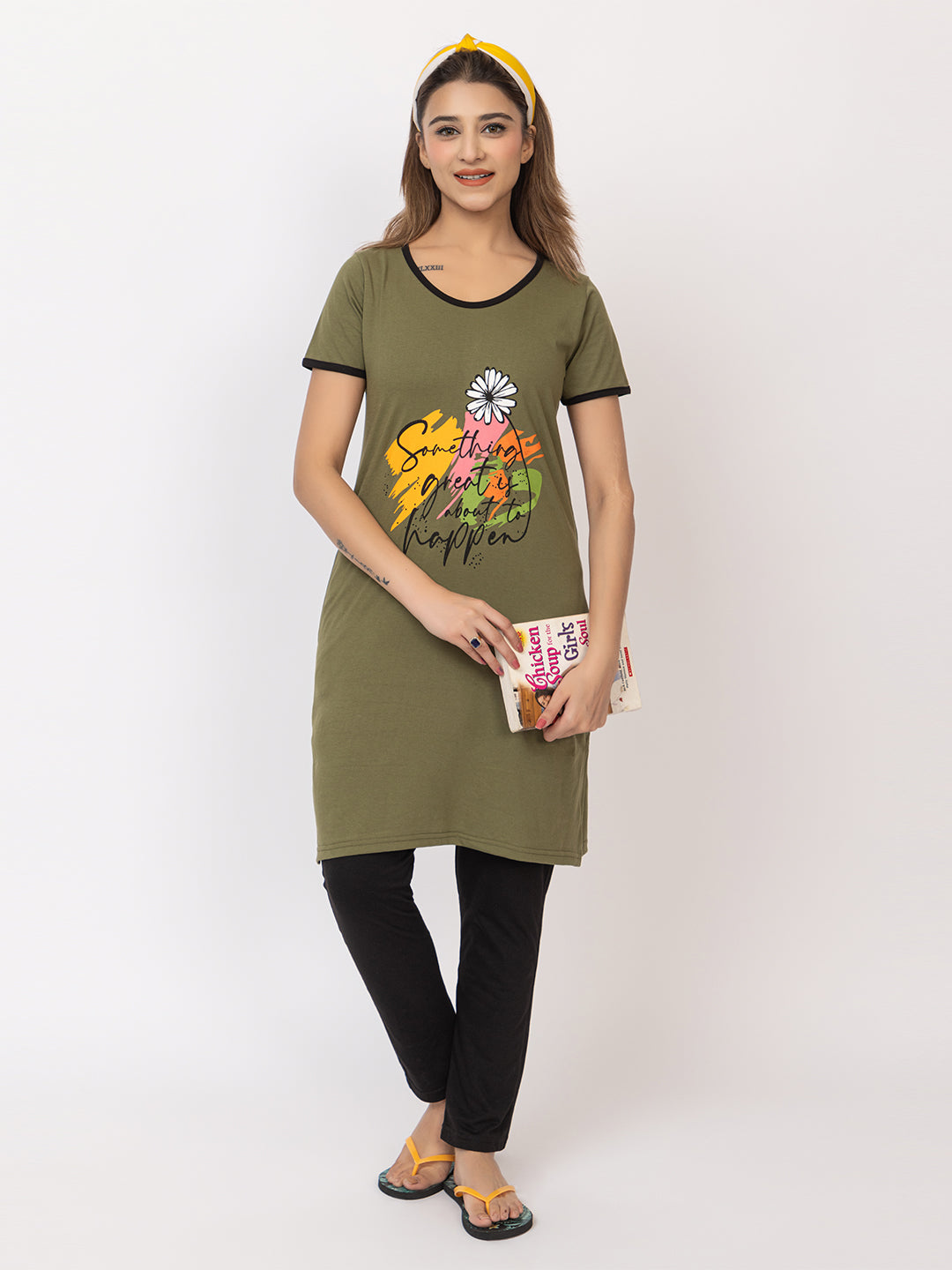 Women Summer Night Suit WN101 Olive