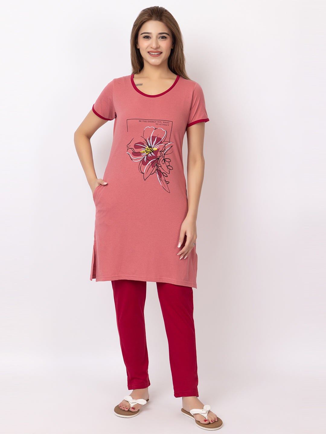 Women Summer Night Suit WN101 Peach