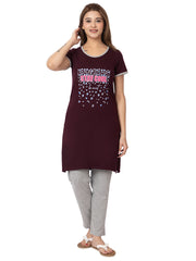 Women Summer Night Suit WN101 Wine