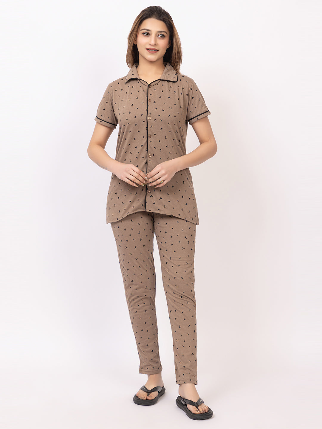 Women Summer Night Suit WN110 Camel