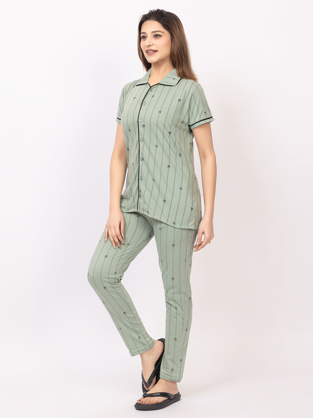 Women Summer Night Suit WN110 Light Green