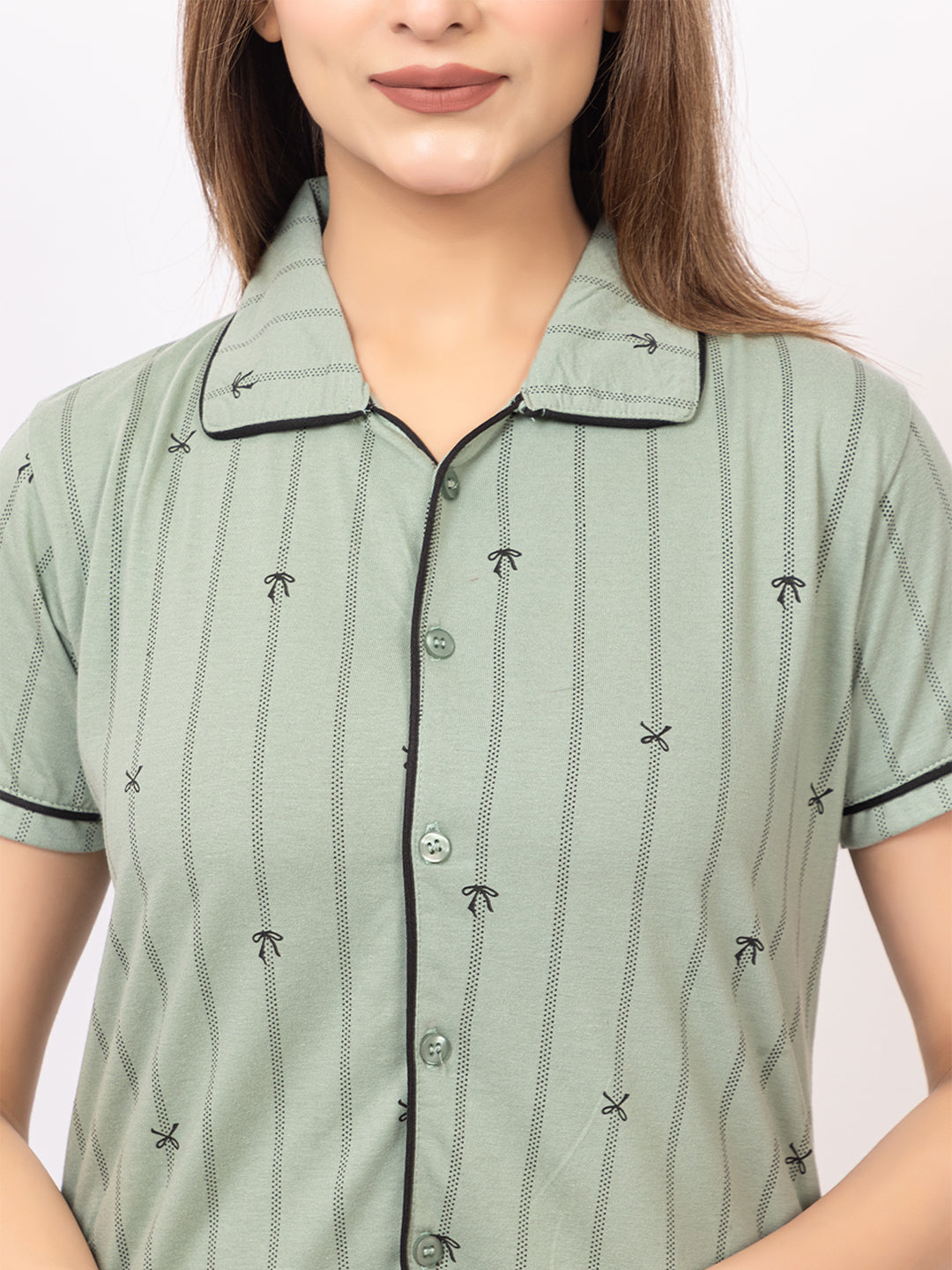 Women Summer Night Suit WN110 Light Green