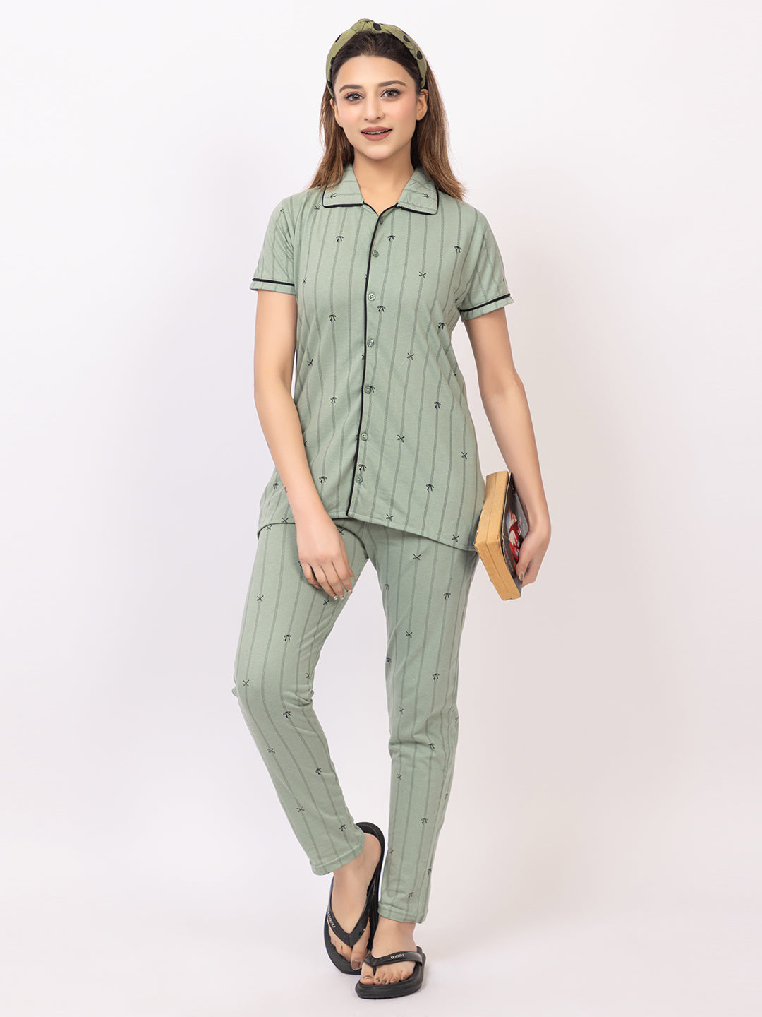 Women Summer Night Suit WN110 Light Green