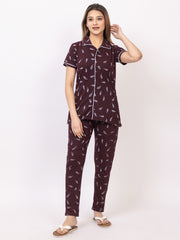Women Summer Night Suit WN110 Wine