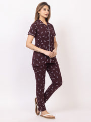 Women Summer Night Suit WN110 Wine