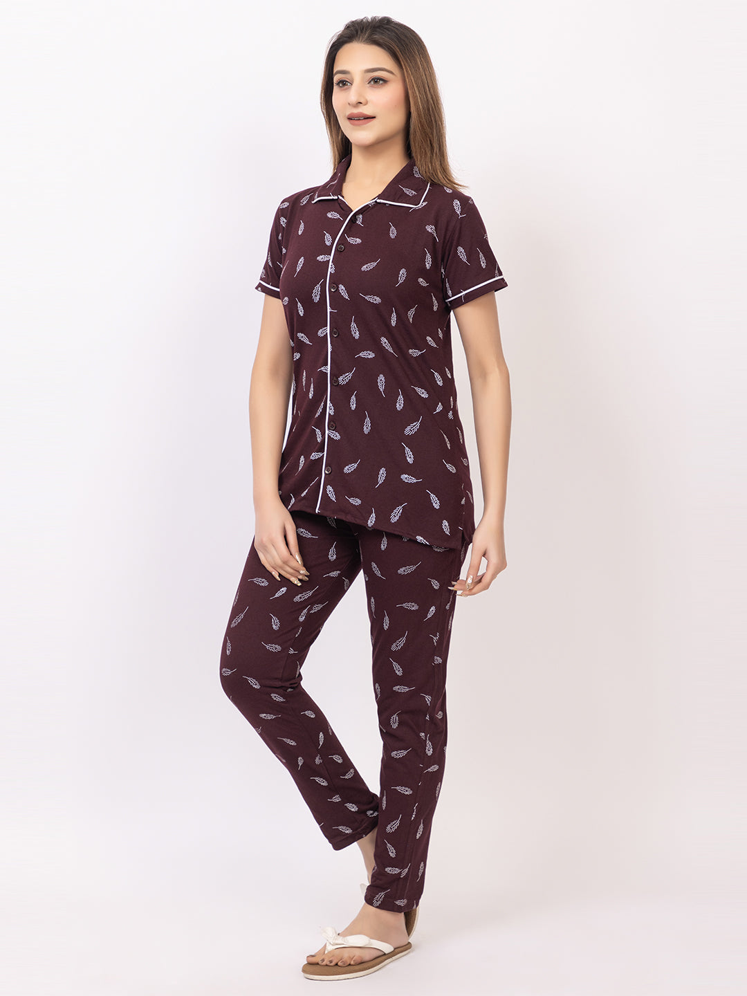 Women Summer Night Suit WN110 Wine