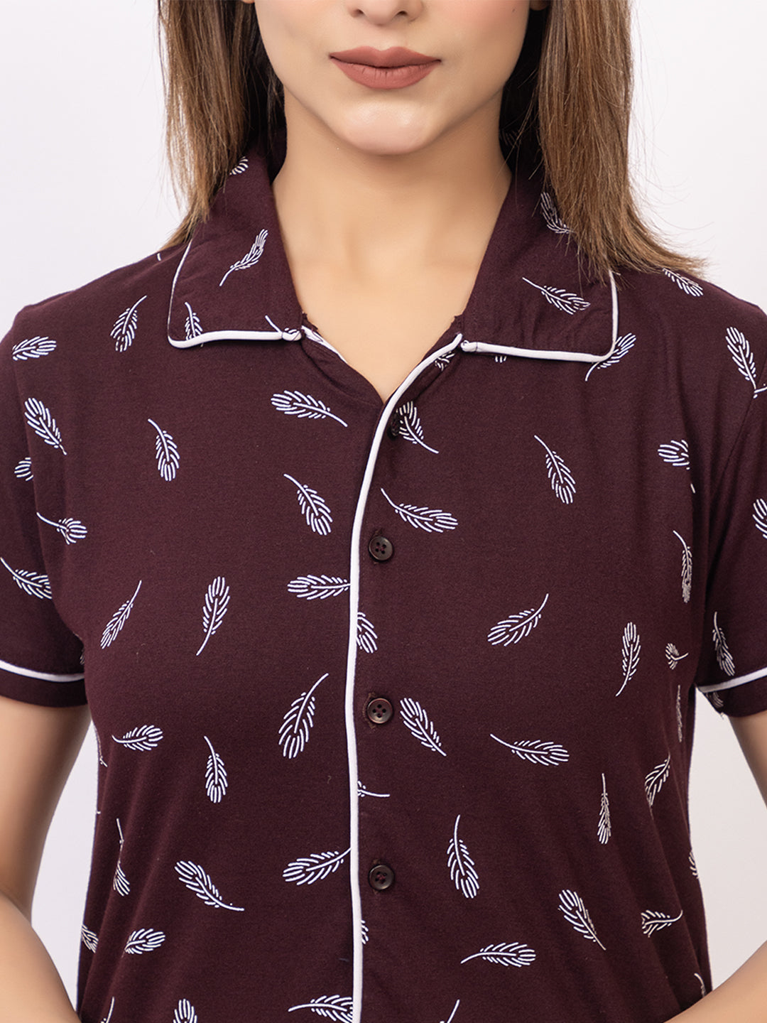 Women Summer Night Suit WN110 Wine